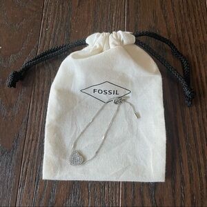 Fossil mosaic heart silver bracelet